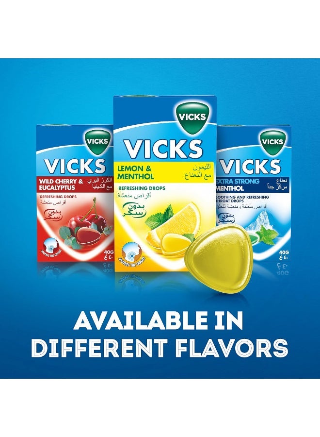 Vicks Throat Refreshing With Wild Cherry & Eucalyptus And Lemon And Menthol Sugar Free 40 gm - Image 5